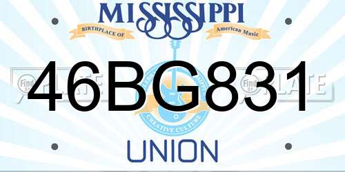 46BG831 Mississippi License Plate