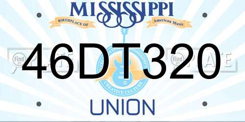 46DT320 Mississippi License Plate