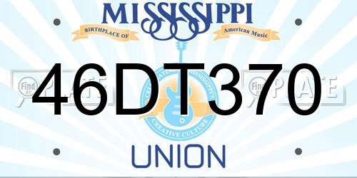 46DT370 Mississippi License Plate