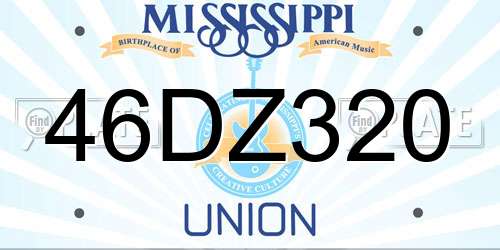 46DZ320 Mississippi License Plate