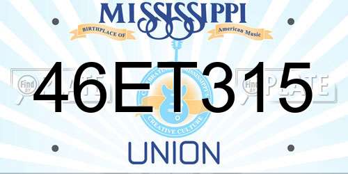 46ET315 Mississippi License Plate