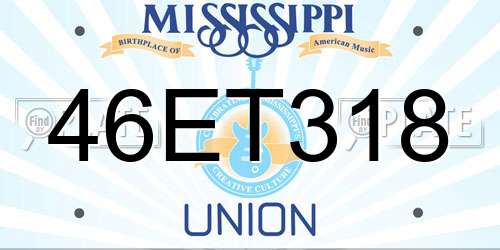 46ET318 Mississippi License Plate