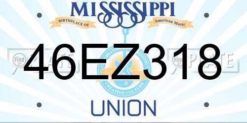 46EZ318 Mississippi License Plate