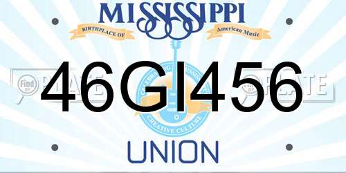 46GI456 Mississippi License Plate