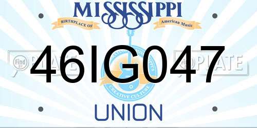 46IG047 Mississippi License Plate