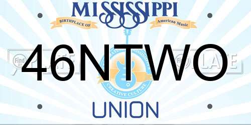 46NTWO Mississippi License Plate