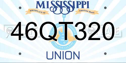 46QT320 Mississippi License Plate