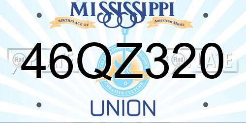 46QZ320 Mississippi License Plate