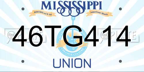 46TG414 Mississippi License Plate