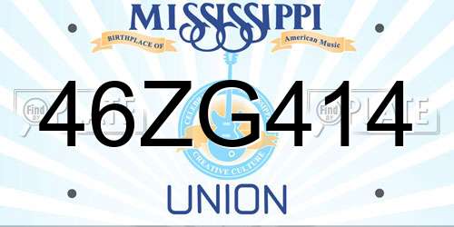 46ZG414 Mississippi License Plate