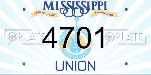 4701 Mississippi License Plate