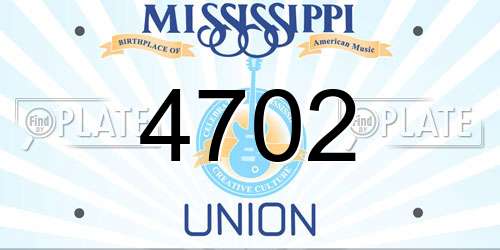 4702 Mississippi License Plate
