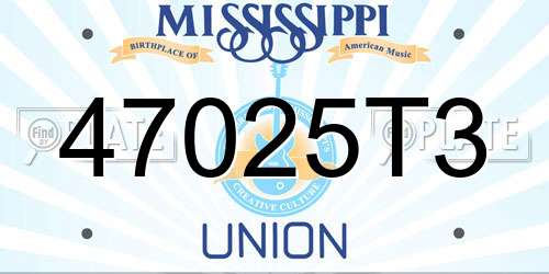 47025T3 Mississippi License Plate