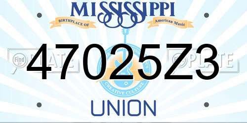 47025Z3 Mississippi License Plate
