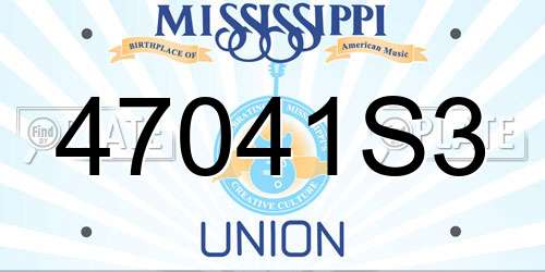 47041S3 Mississippi License Plate