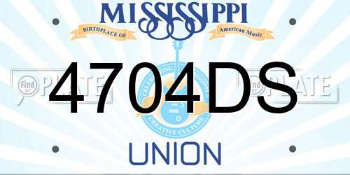 4704DS Mississippi License Plate