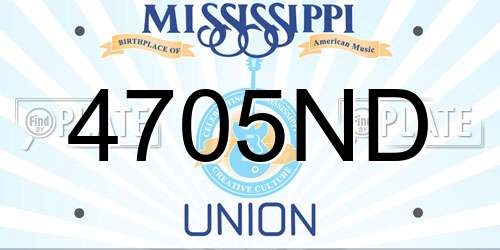 4705ND Mississippi License Plate