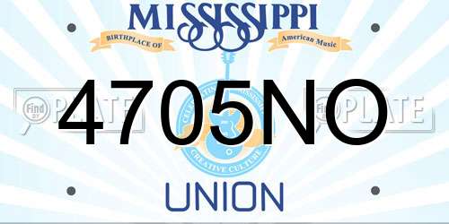 4705NO Mississippi License Plate
