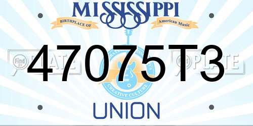 47075T3 Mississippi License Plate