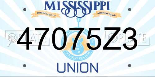 47075Z3 Mississippi License Plate