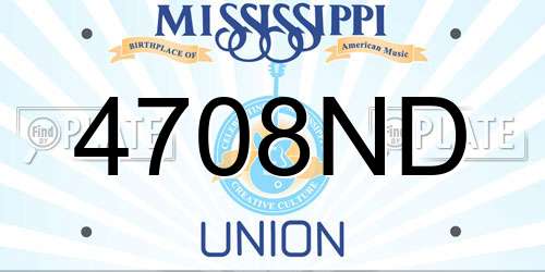 4708ND Mississippi License Plate