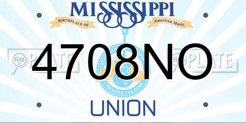 4708NO Mississippi License Plate