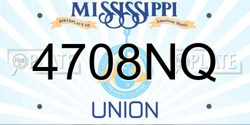 4708NQ Mississippi License Plate