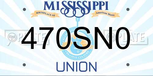 470SN0 Mississippi License Plate