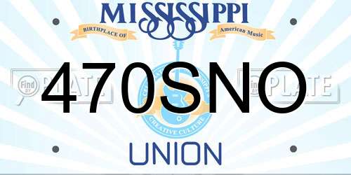 470SNO Mississippi License Plate