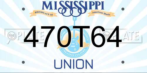 470T64 Mississippi License Plate