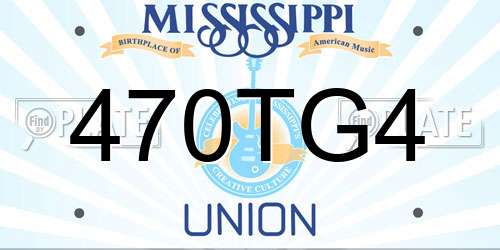 470TG4 Mississippi License Plate