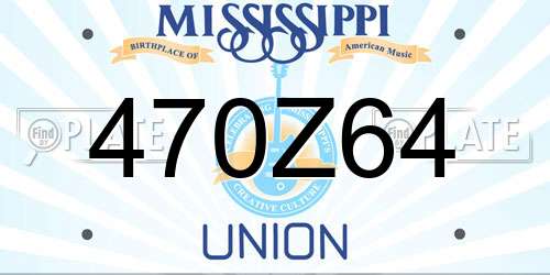 470Z64 Mississippi License Plate
