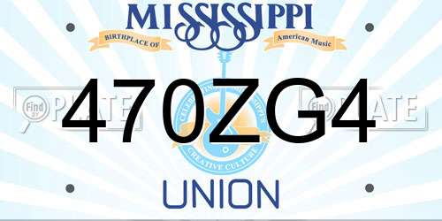 470ZG4 Mississippi License Plate