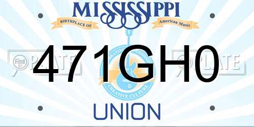 471GH0 Mississippi License Plate