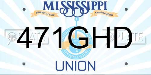 471GHD Mississippi License Plate