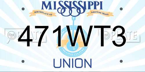 471WT3 Mississippi License Plate