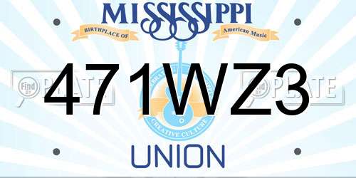 471WZ3 Mississippi License Plate