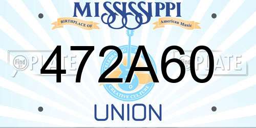 472A60 Mississippi License Plate