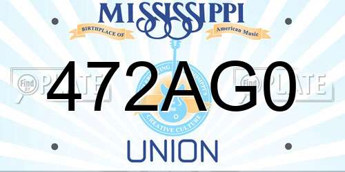 472AG0 Mississippi License Plate
