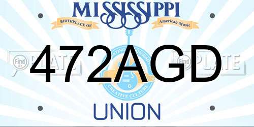 472AGD Mississippi License Plate