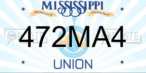 472MA4 Mississippi License Plate