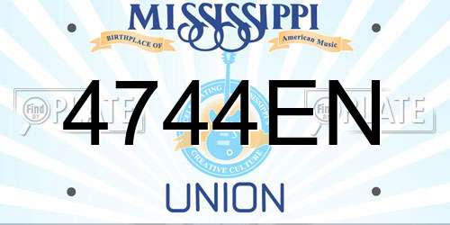 4744EN Mississippi License Plate