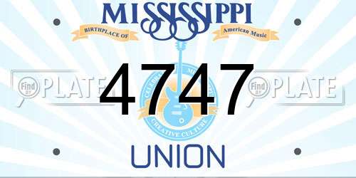 4747 Mississippi License Plate
