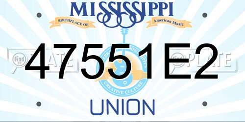 47551E2 Mississippi License Plate
