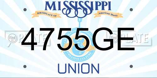 4755GE Mississippi License Plate