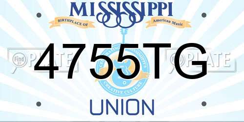 4755TG Mississippi License Plate