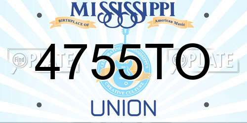 4755TO Mississippi License Plate