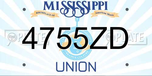 4755ZD Mississippi License Plate