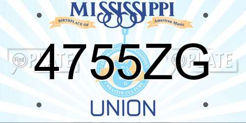 4755ZG Mississippi License Plate