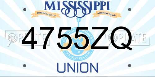 4755ZQ Mississippi License Plate